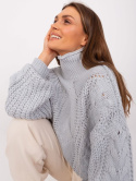 sweter oversize z bufiastym rękawem i warkoczami kolory