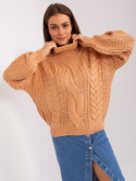 sweter oversize z bufiastym rękawem i warkoczami kolory