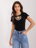 prążkowany t-shirt z aplikacjami