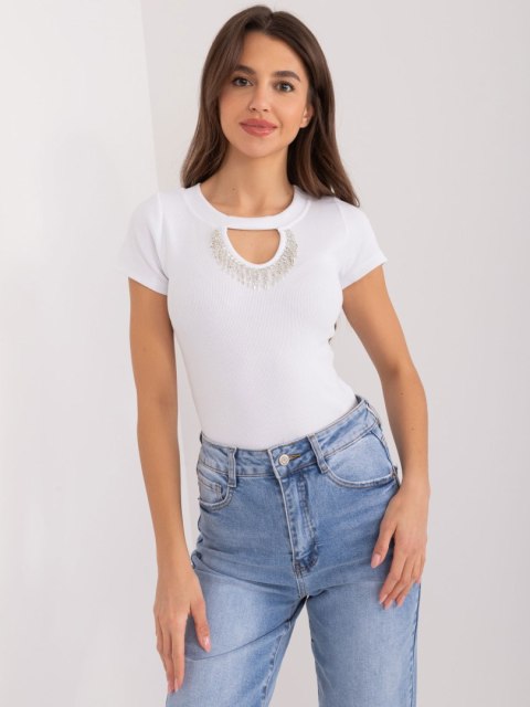 prążkowany t-shirt z aplikacjami prążkowany t-shirt z aplikacjami