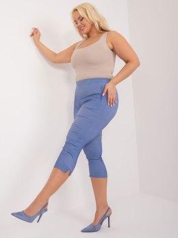 Niebieskie spodnie 3/4 plus size z kieszeniami