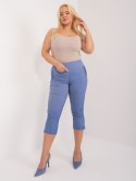 Niebieskie spodnie 3/4 plus size z kieszeniami