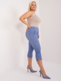 Niebieskie spodnie 3/4 plus size z kieszeniami