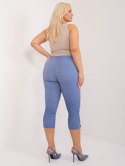 Niebieskie spodnie 3/4 plus size z kieszeniami