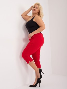 Czerwone materiałowe spodnie rybaczki plus size