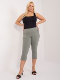 Khaki materiałowe spodnie rybaczki plus size