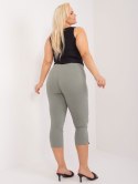 Khaki materiałowe spodnie rybaczki plus size