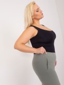 Khaki materiałowe spodnie rybaczki plus size