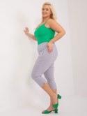 Jasnoszare spodnie 3/4 plus size z rozcięciami