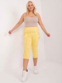 Żółte spodnie 3/4 plus size z materiału