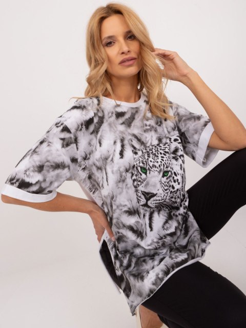 luźny t-shirt z motywem zwierzęcym luźny t-shirt z motywem zwierzęcym