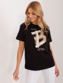 damski t-shirt z aplikacją i napisami