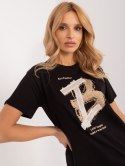 damski t-shirt z aplikacją i napisami