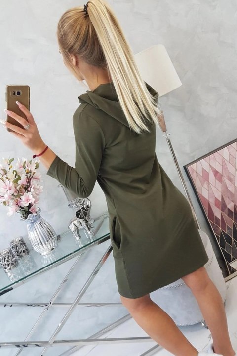 Sukienka z kapturem i kieszeniami khaki Sukienka z kapturem i kieszeniami khaki