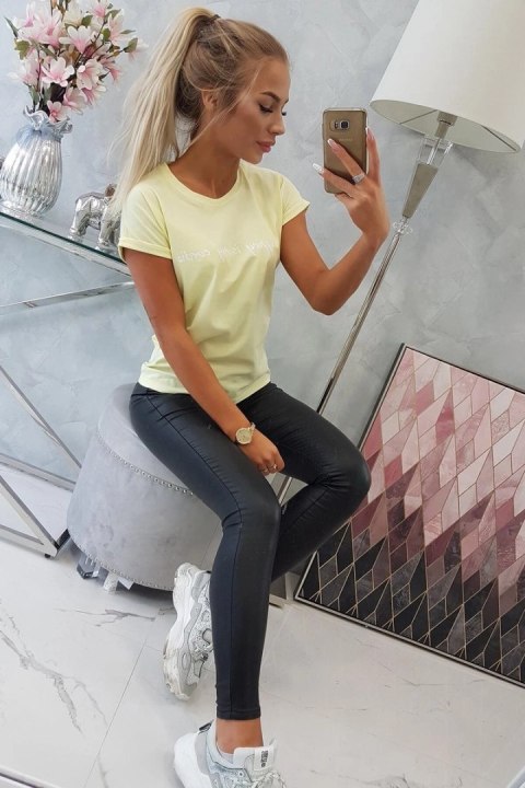 Bluzka Shopping is my cardio jasny żółty Bluzka Shopping is my cardio jasny żółty