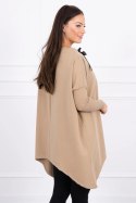 Bluza oversize z asymetrycznymi bokami camelowa