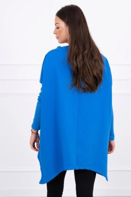 Bluza oversize z asymetrycznymi bokami chabrowa