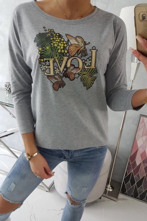 Bluzka z nadrukiem Love szara Bluzka z nadrukiem Love szara