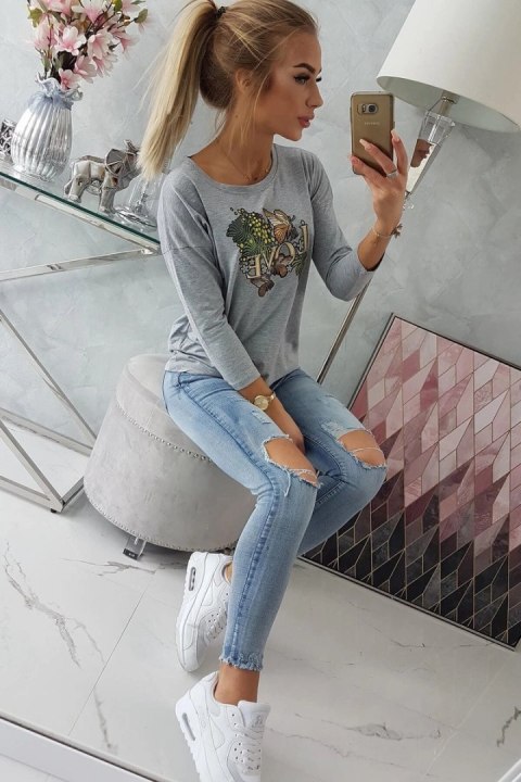 Bluzka z nadrukiem Love szara Bluzka z nadrukiem Love szara