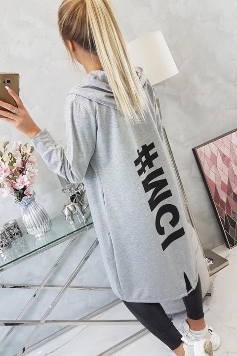 Narzutka z nadrukiem oversize szara Narzutka z nadrukiem oversize szara