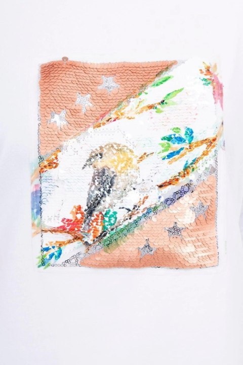 Bluzka z grafiką 3D Bird biała Bluzka z grafiką 3D Bird biała