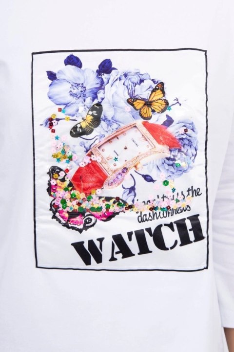 Bluzka z grafiką 3D Watch biała Bluzka z grafiką 3D Watch biała
