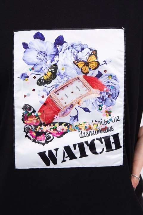 Bluzka z grafiką 3D Watch czarna Bluzka z grafiką 3D Watch czarna