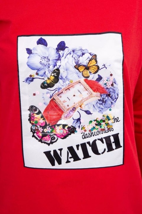 Bluzka z grafiką 3D Watch czerwona Bluzka z grafiką 3D Watch czerwona