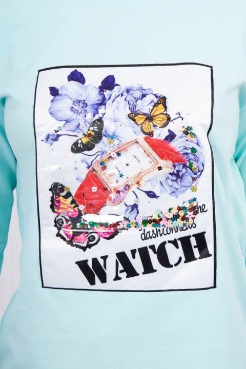 Bluzka z grafiką 3D Watch miętowa Bluzka z grafiką 3D Watch miętowa
