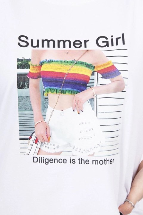Bluzka z nadrukiem Summer Girl biała Bluzka z nadrukiem Summer Girl biała