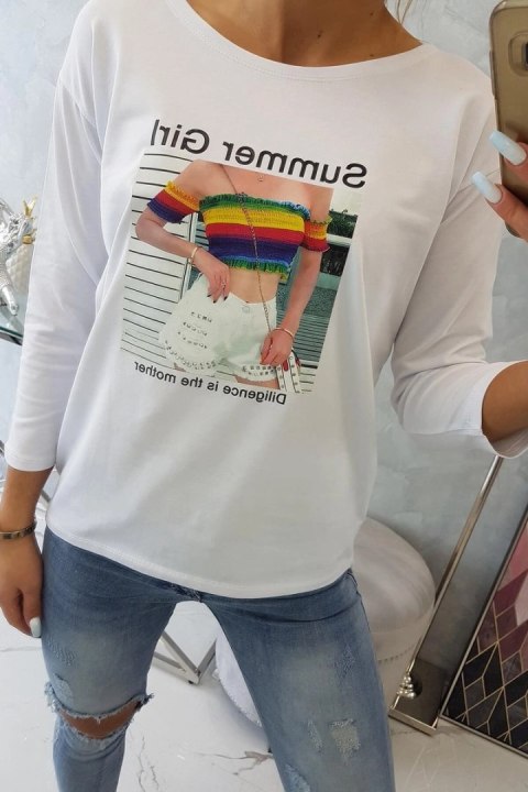 Bluzka z nadrukiem Summer Girl biała Bluzka z nadrukiem Summer Girl biała