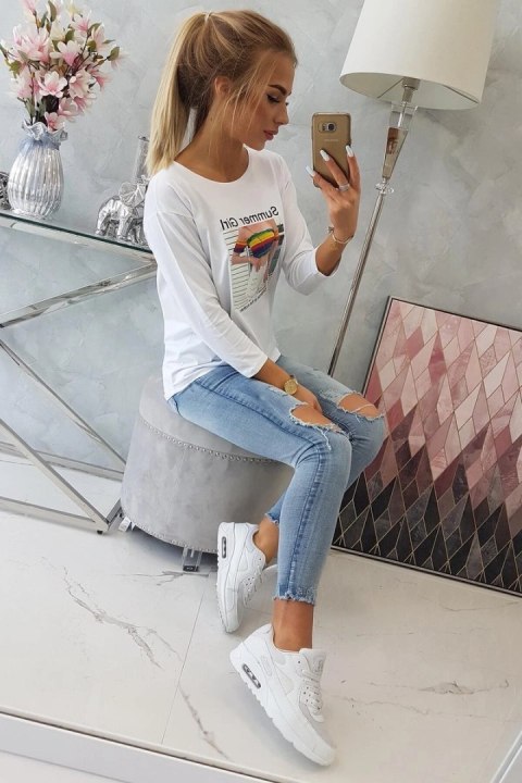 Bluzka z nadrukiem Summer Girl biała Bluzka z nadrukiem Summer Girl biała