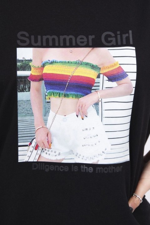 Bluzka z nadrukiem Summer Girl czarna Bluzka z nadrukiem Summer Girl czarna