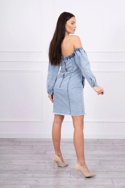 Sukienka jeansowa ze stretchem, odkryte ramiona S/M-L/XL Sukienka jeansowa ze stretchem, odkryte ramiona S/M-L/XL