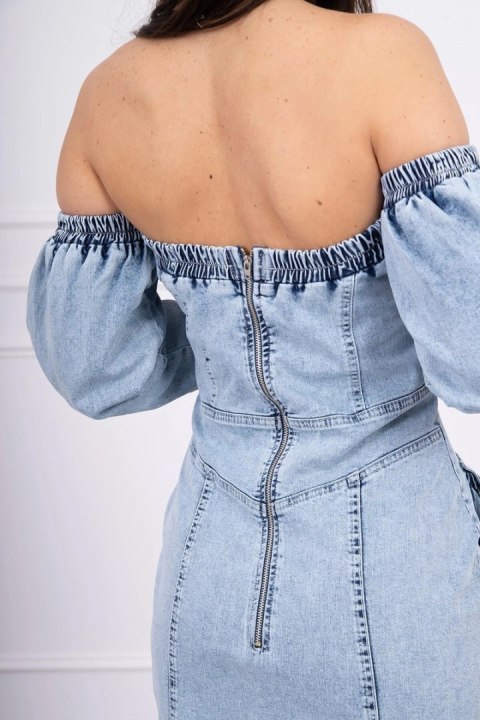 Sukienka jeansowa ze stretchem, odkryte ramiona S/M-L/XL Sukienka jeansowa ze stretchem, odkryte ramiona S/M-L/XL