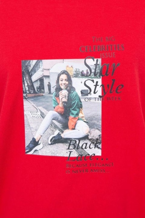 Bluzka z nadrukiem Star Style czerwona Bluzka z nadrukiem Star Style czerwona