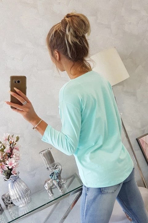 Bluzka z nadrukiem Tide miętowa Bluzka z nadrukiem Tide miętowa