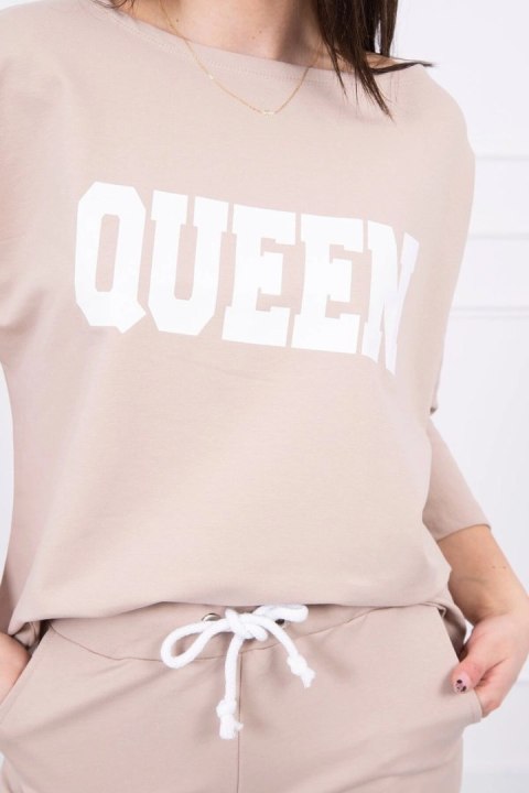 Komplet z nadrukiem Queen beżowy Komplet z nadrukiem Queen beżowy