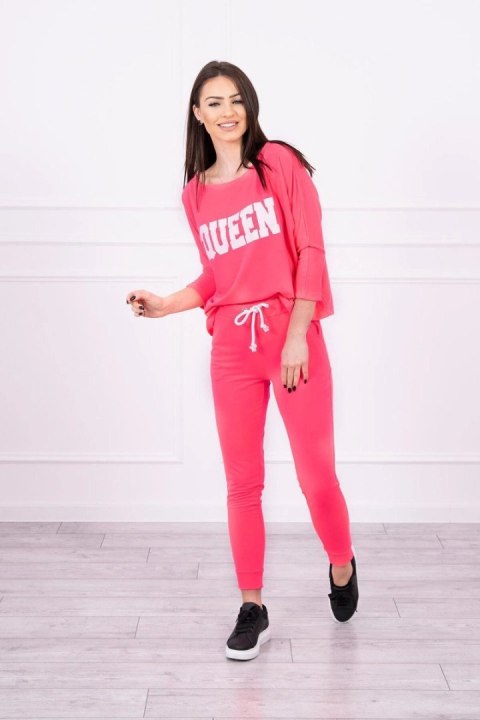 Komplet z nadrukiem Queen różowy neon Komplet z nadrukiem Queen różowy neon