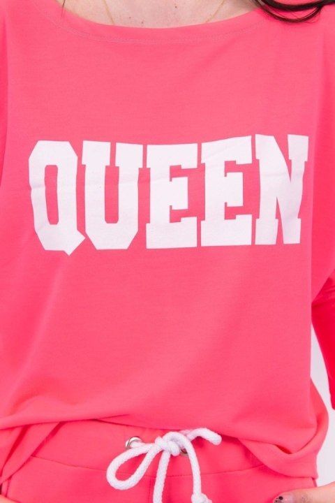 Komplet z nadrukiem Queen różowy neon Komplet z nadrukiem Queen różowy neon