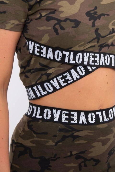 Komplet bluzki ze spódniczką moro khaki+zielony Komplet bluzki ze spódniczką moro khaki+zielony