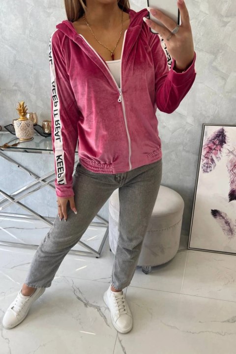 Bluza welurowa z kapturem fuksja Bluza welurowa z kapturem fuksja