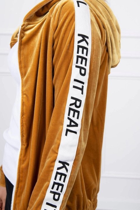 Bluza welurowa z kapturem musztardowa Bluza welurowa z kapturem musztardowa