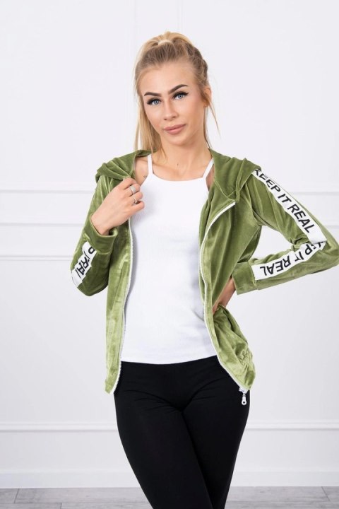 Bluza welurowa z kapturem zielona Bluza welurowa z kapturem zielona