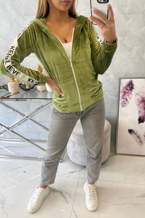 Bluza welurowa z kapturem zielona Bluza welurowa z kapturem zielona