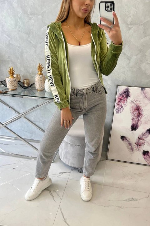 Bluza welurowa z kapturem zielona Bluza welurowa z kapturem zielona