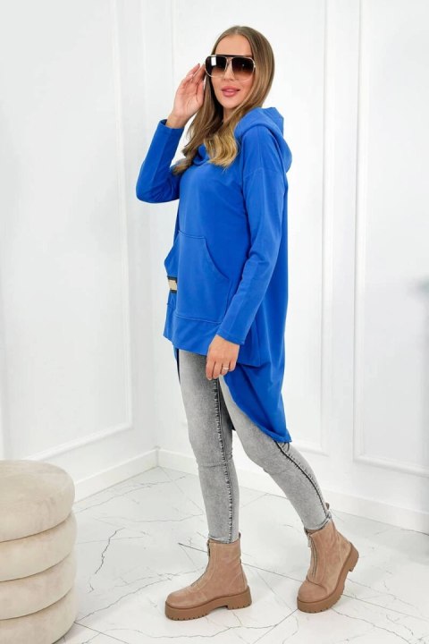 Bluza z długim tyłem i kapturem chabrowy Bluza z długim tyłem i kapturem chabrowy