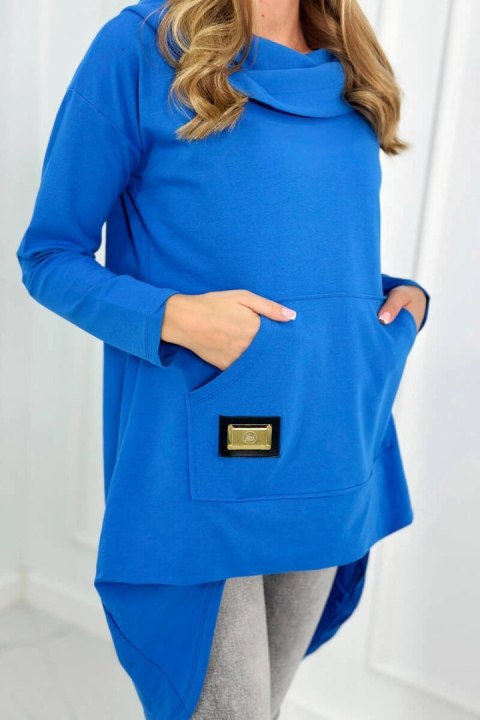 Bluza z długim tyłem i kapturem chabrowy Bluza z długim tyłem i kapturem chabrowy