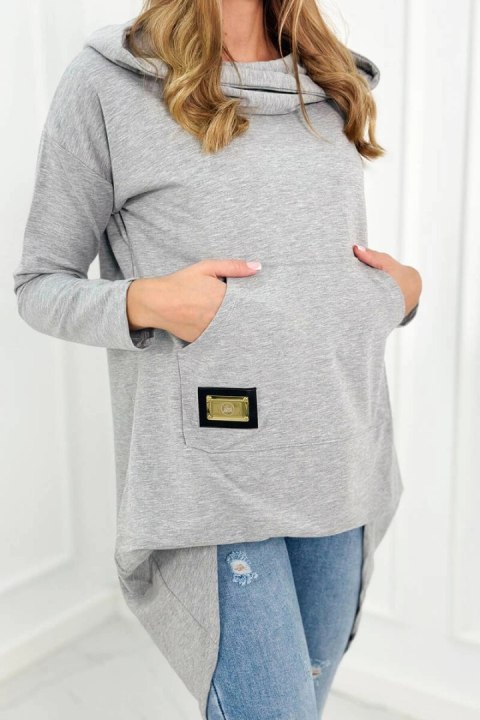 Bluza z długim tyłem i kapturem szara Bluza z długim tyłem i kapturem szara