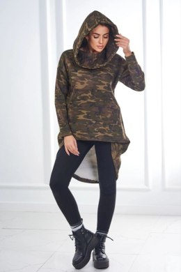 Bluza z długim tyłem moro khaki+zielony